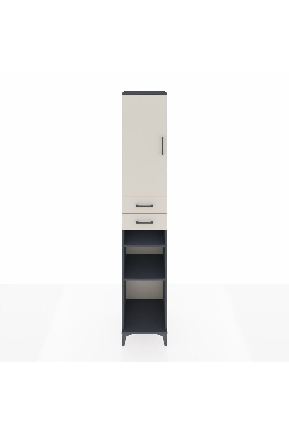 Hyperion Dolap 5 Raflı 2 Çekmeceli Tek Kapaklı 44x44x243 Antrasit-Aytaşı