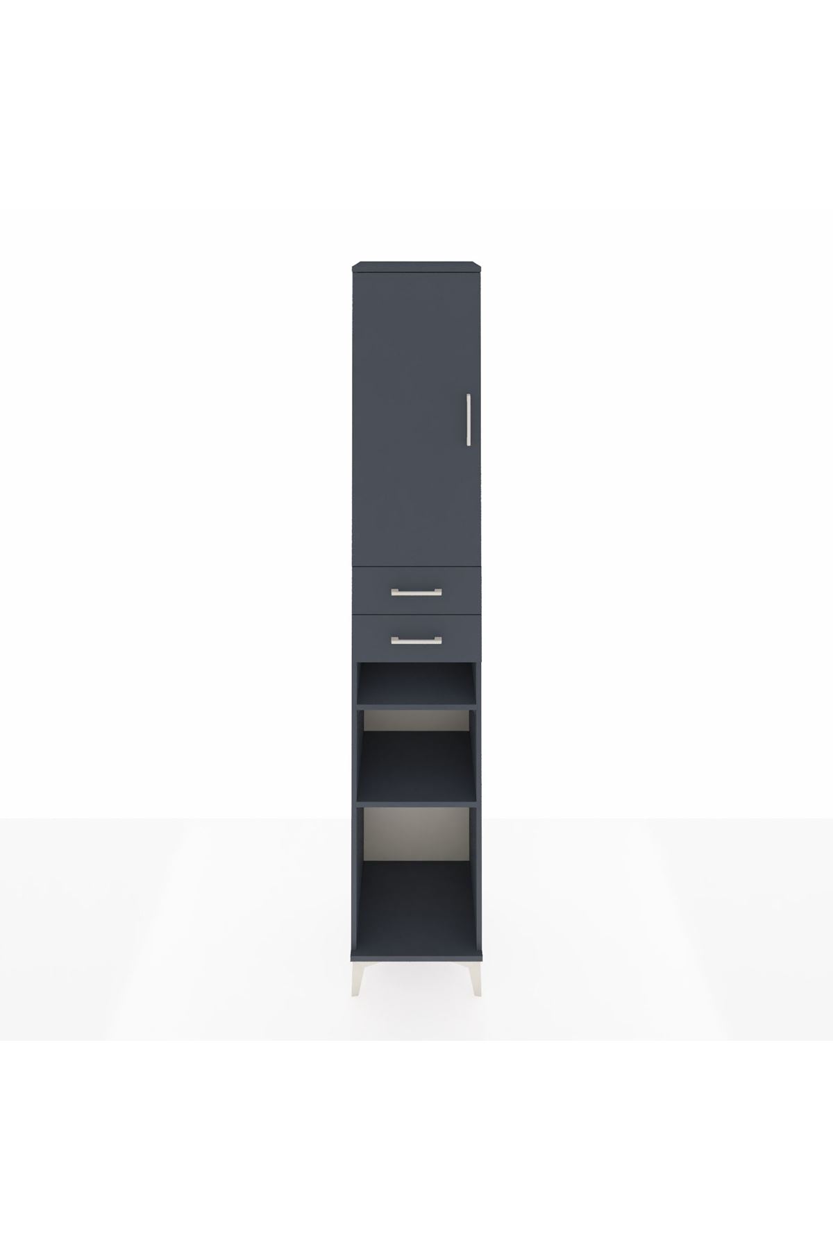 Hyperion Dolap 5 Raflı 2 Çekmeceli Tek Kapaklı 44x44x243 Antrasit-Antrasit