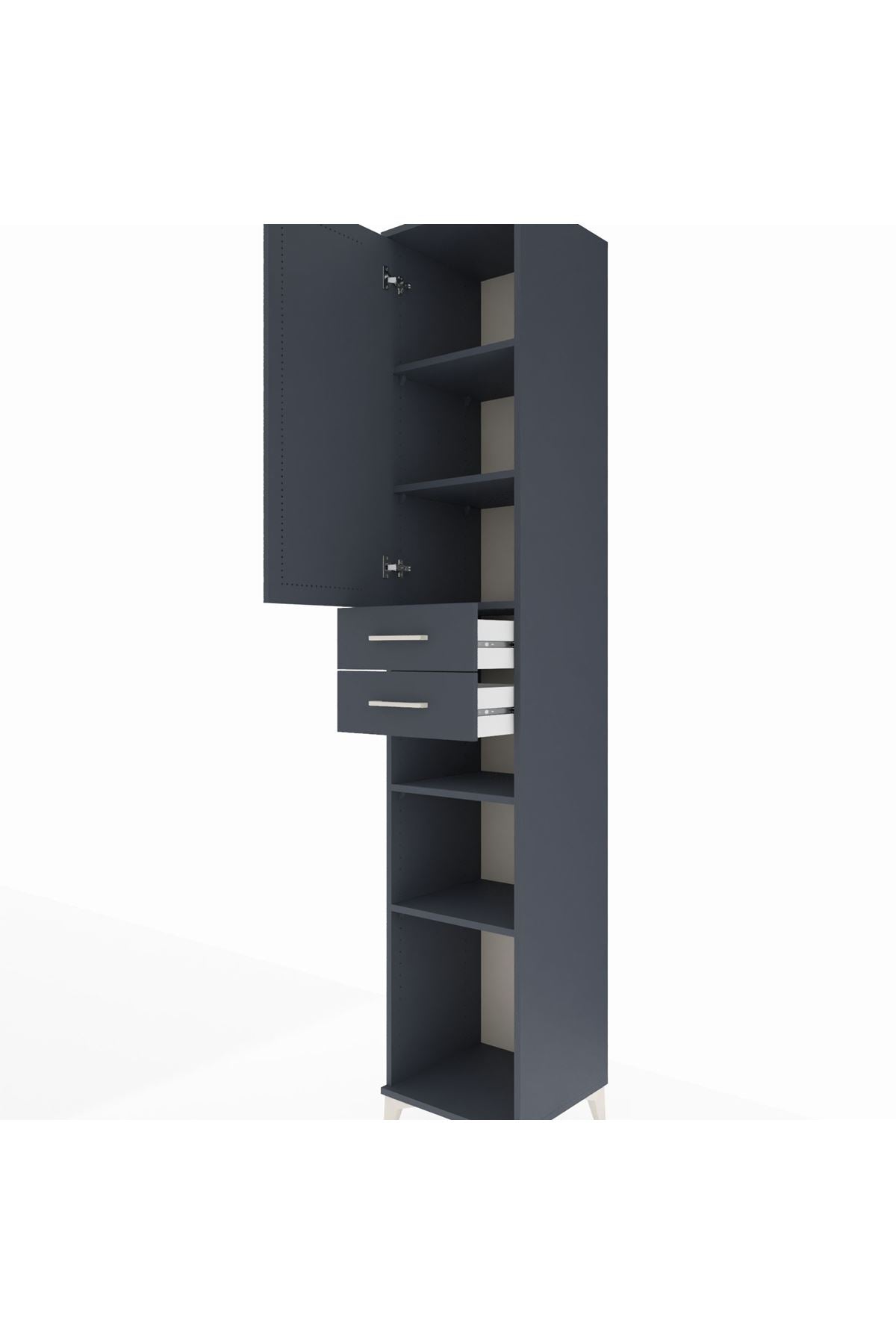 Hyperion Dolap 5 Raflı 2 Çekmeceli Tek Kapaklı 44x44x243 Antrasit-Antrasit