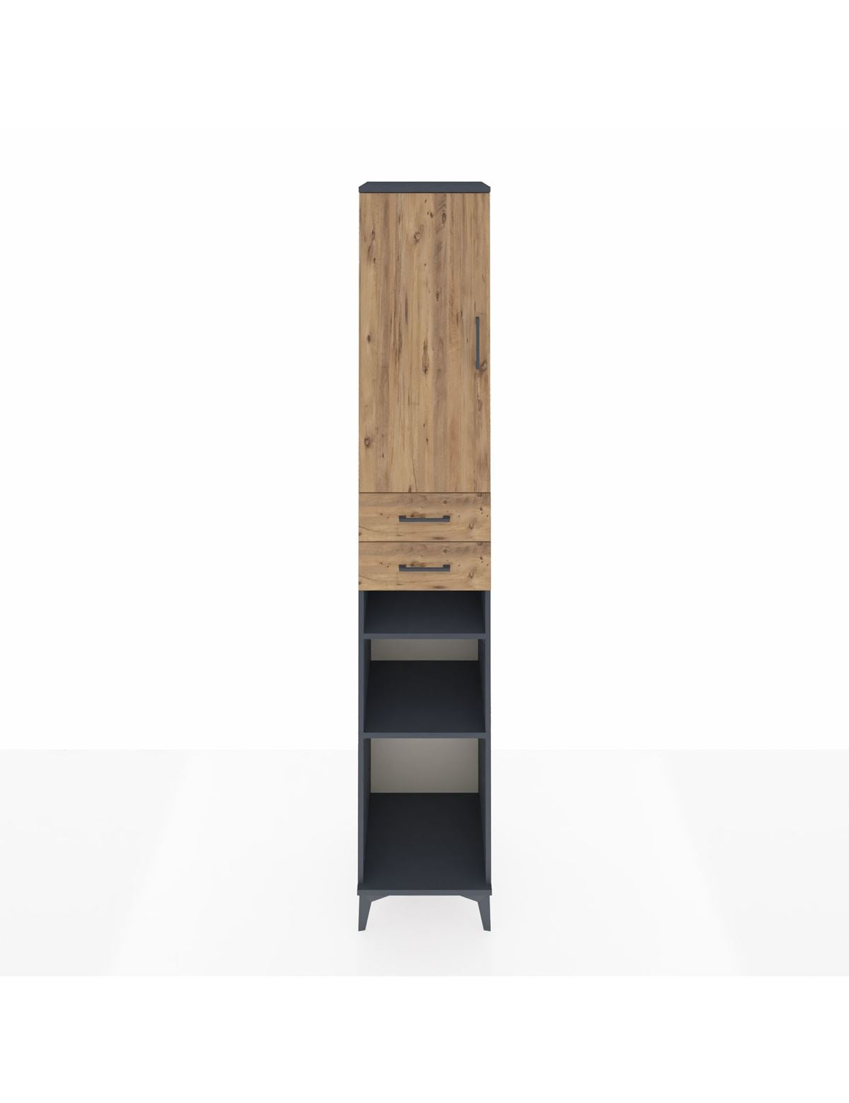 Hyperion Dolap 5 Raflı 2 Çekmeceli Tek Kapaklı 44x44x243 Antrasit-Çam