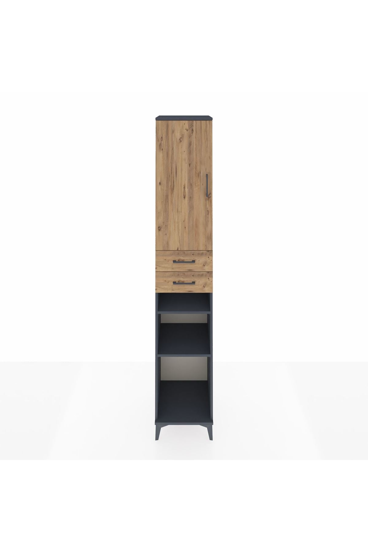 Hyperion Dolap 5 Raflı 2 Çekmeceli Tek Kapaklı 44x44x243 Antrasit-Çam