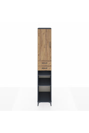 Hyperion Dolap 5 Raflı 2 Çekmeceli Tek Kapaklı 44x44x243 Antrasit-Çam