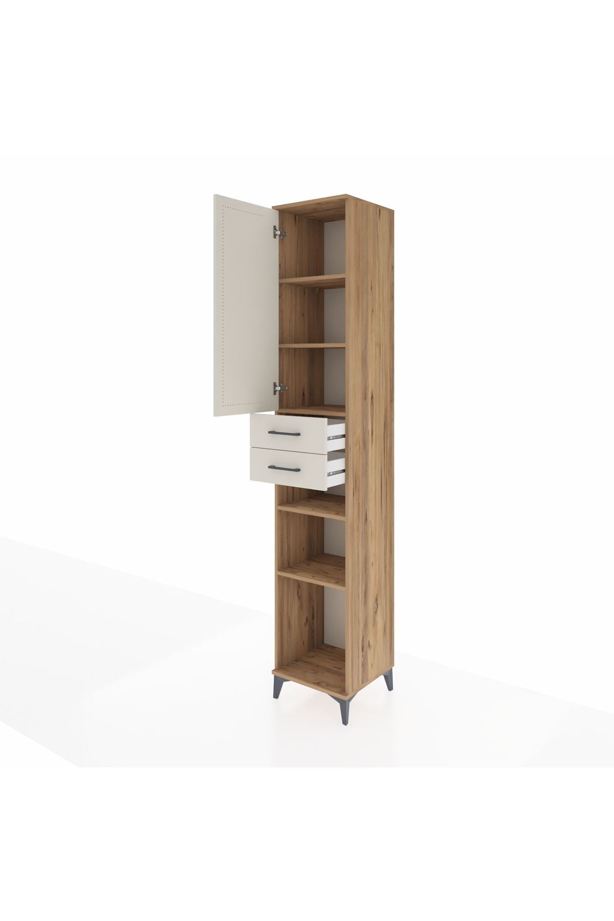 Hyperion Dolap 5 Raflı 2 Çekmeceli Tek Kapaklı 44x44x243 Çam-Aytaşı