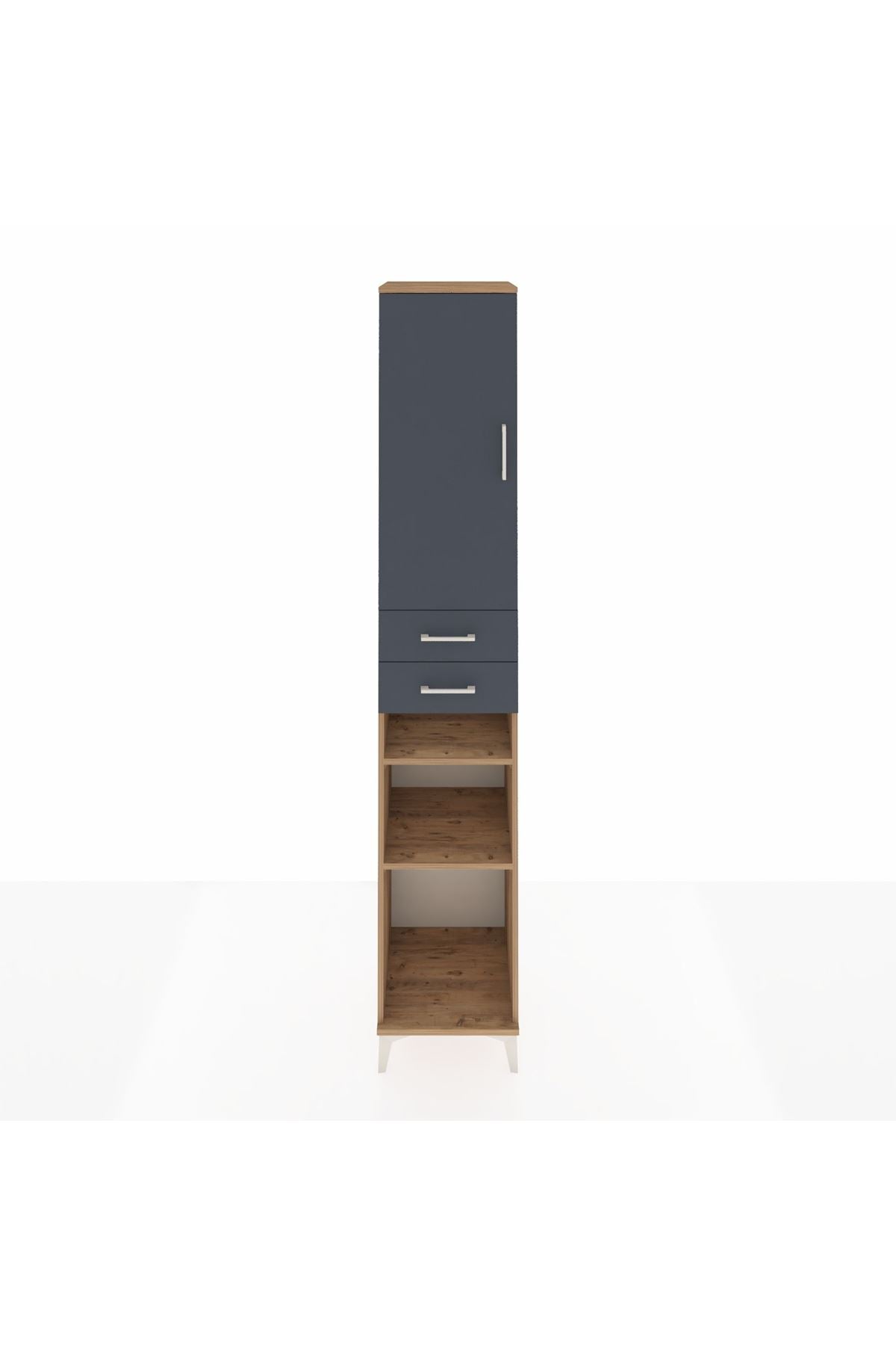 Hyperion Dolap 5 Raflı 2 Çekmeceli Tek Kapaklı 44x44x243 Çam-Antrasit