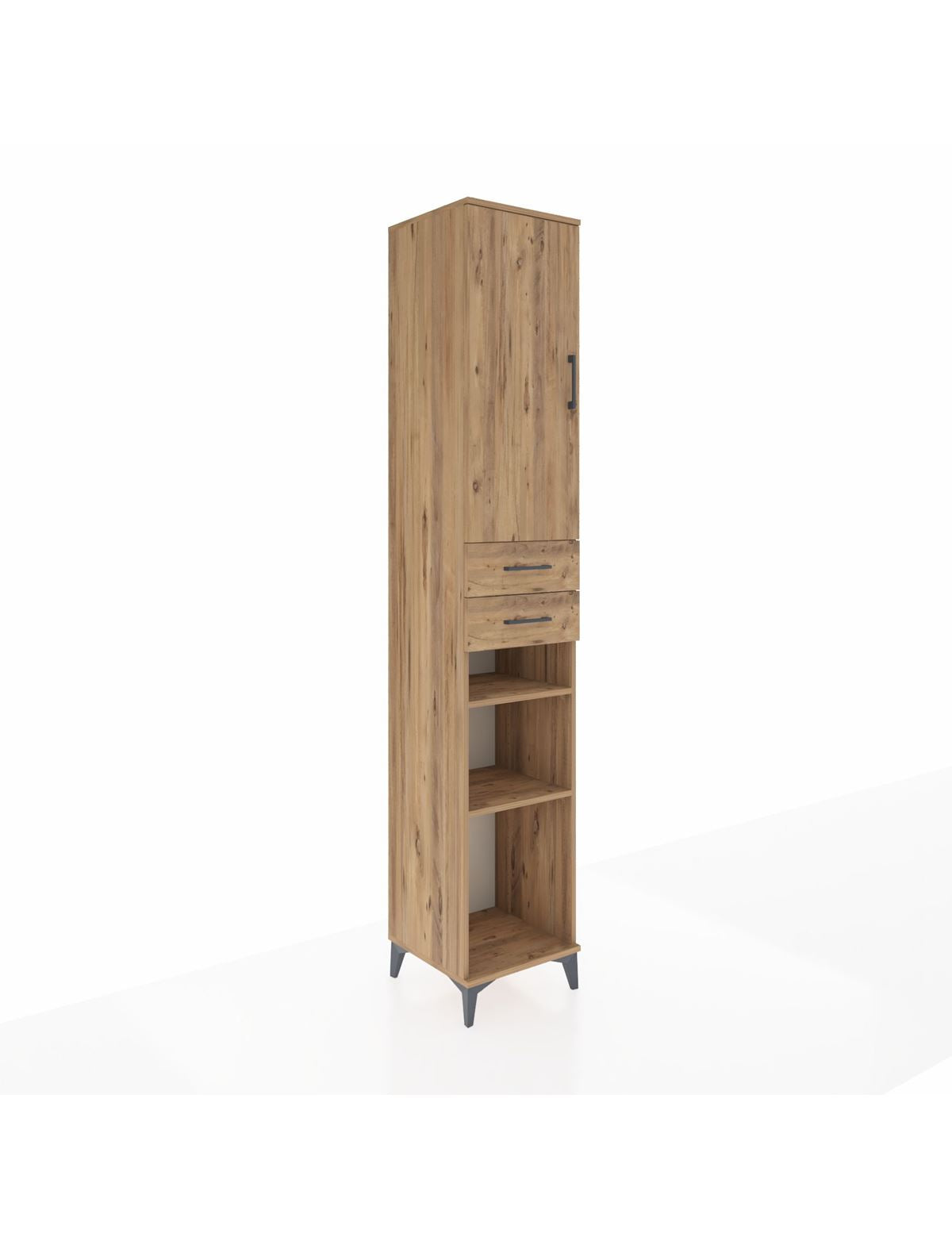 Hyperion Dolap 5 Raflı 2 Çekmeceli Tek Kapaklı 44x44x243 Çam-Çam