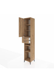 Hyperion Dolap 5 Raflı 2 Çekmeceli Tek Kapaklı 44x44x243 Çam-Çam