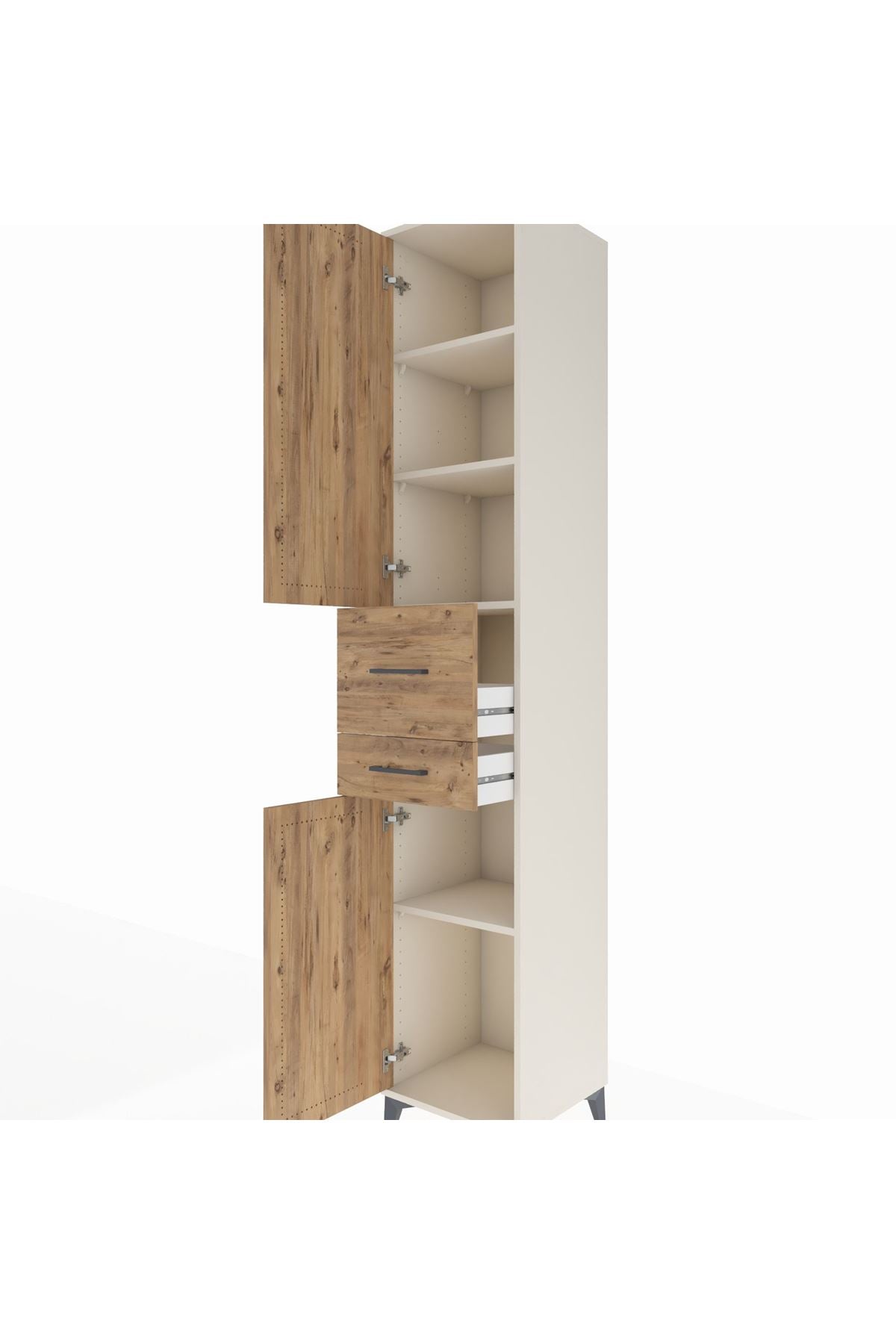 Hyperion Dolap 4 Raflı 2 Çekmeceli 2 Kapaklı 44x44x243 Aytaşı-Çam