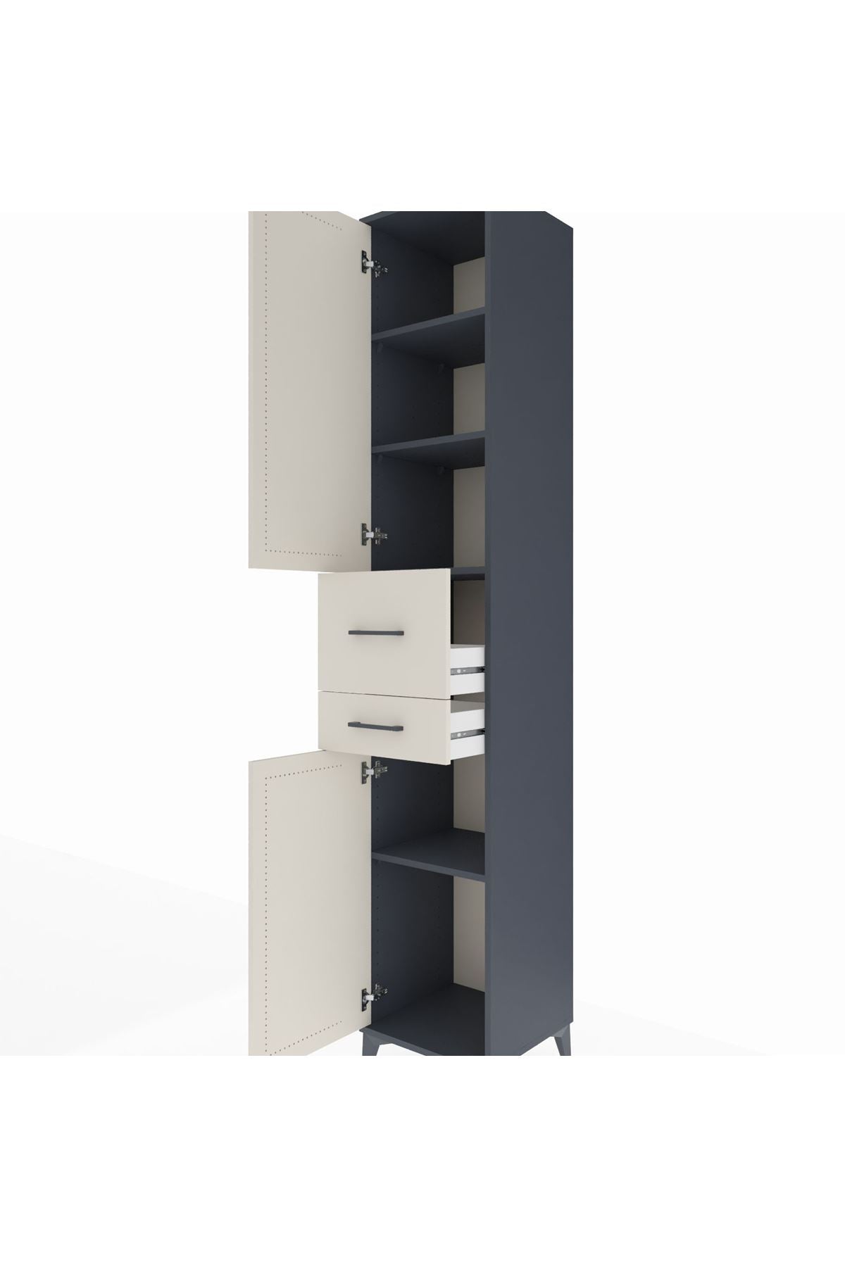 Hyperion Dolap 4 Raflı 2 Çekmeceli 2 Kapaklı 44x44x243 Antrasit-Aytaşı
