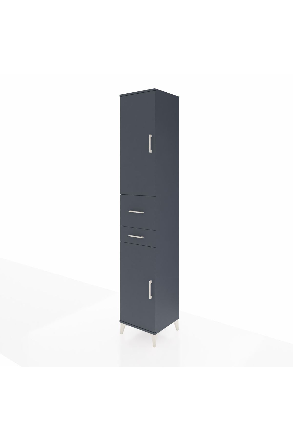 Hyperion Dolap 4 Raflı 2 Çekmeceli 2 Kapaklı 44x44x243 Antrasit-Antrasit