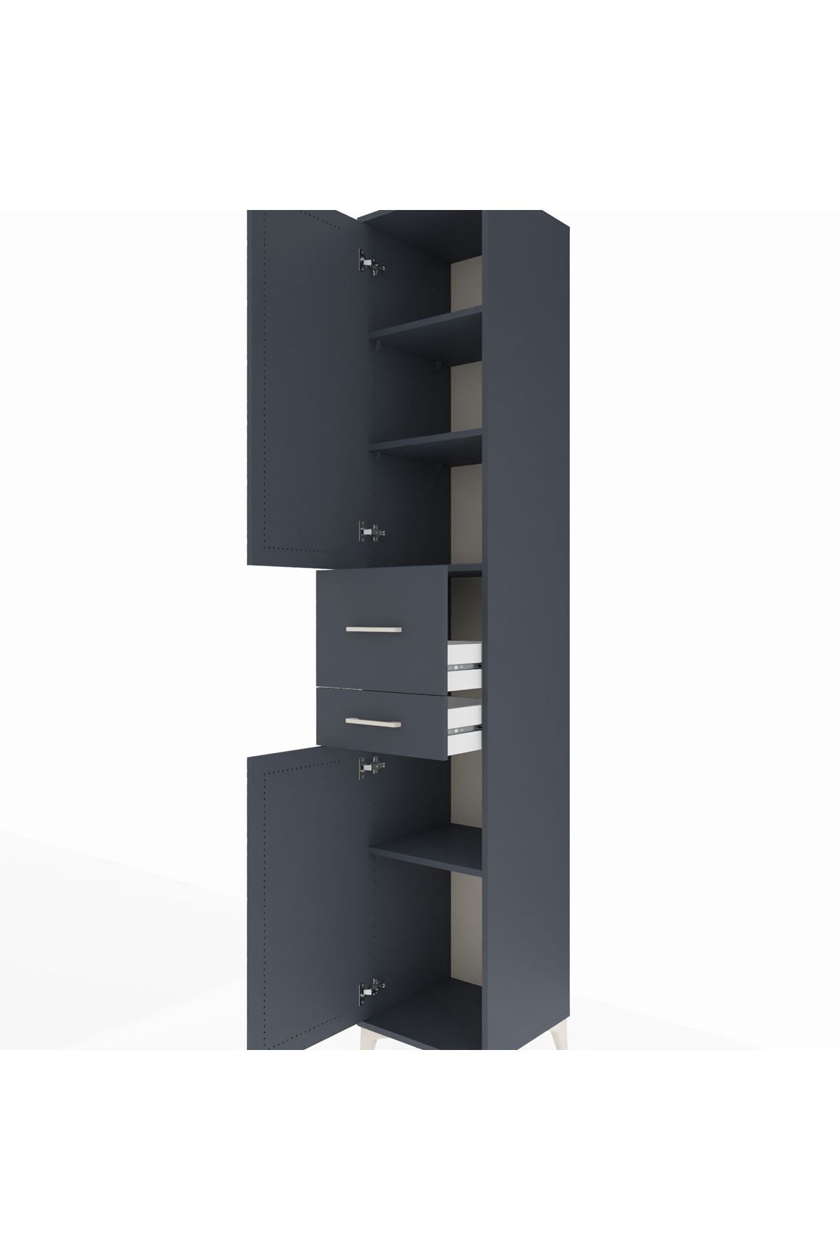 Hyperion Dolap 4 Raflı 2 Çekmeceli 2 Kapaklı 44x44x243 Antrasit-Antrasit