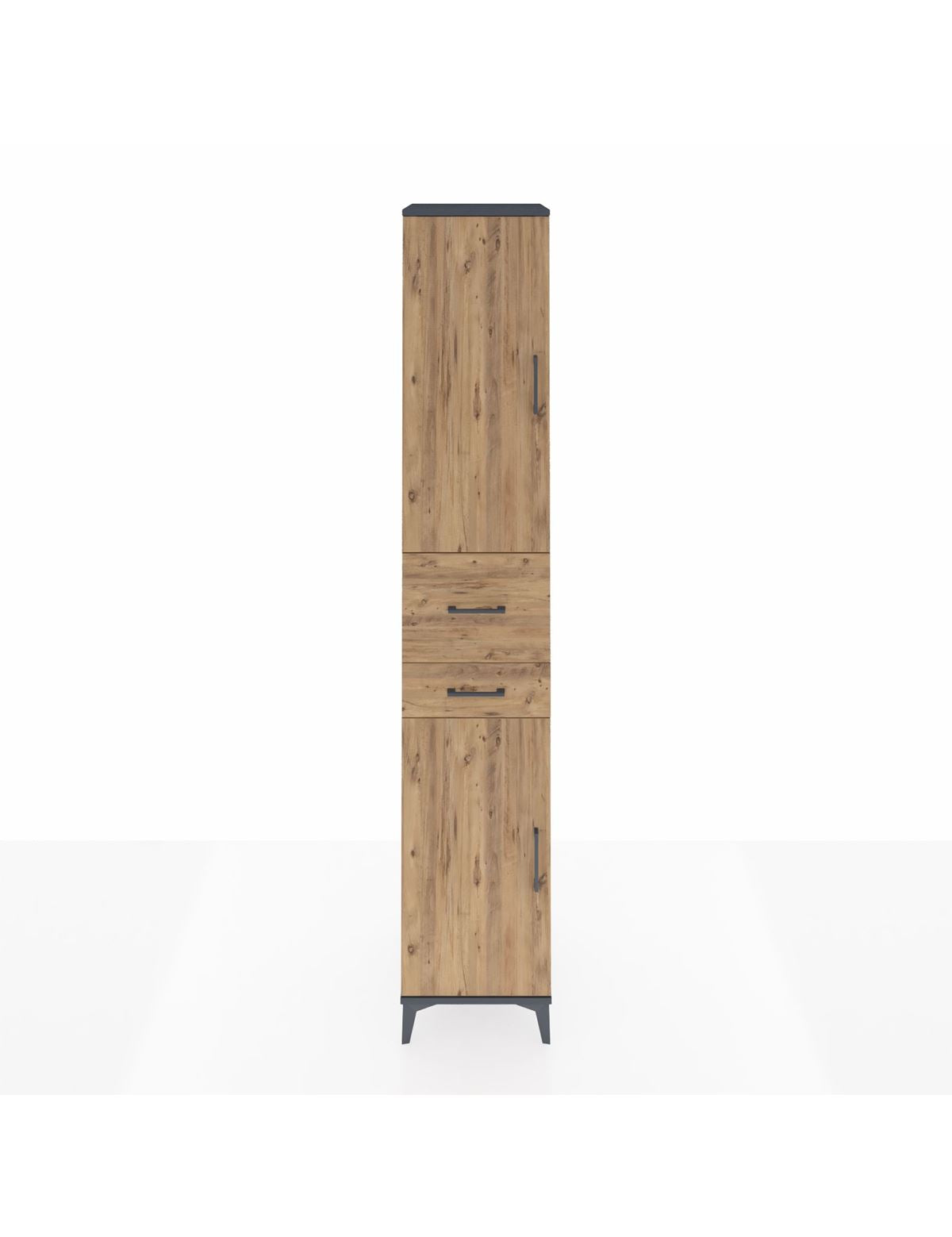 Hyperion Dolap 4 Raflı 2 Çekmeceli 2 Kapaklı 44x44x243 Antrasit-Çam