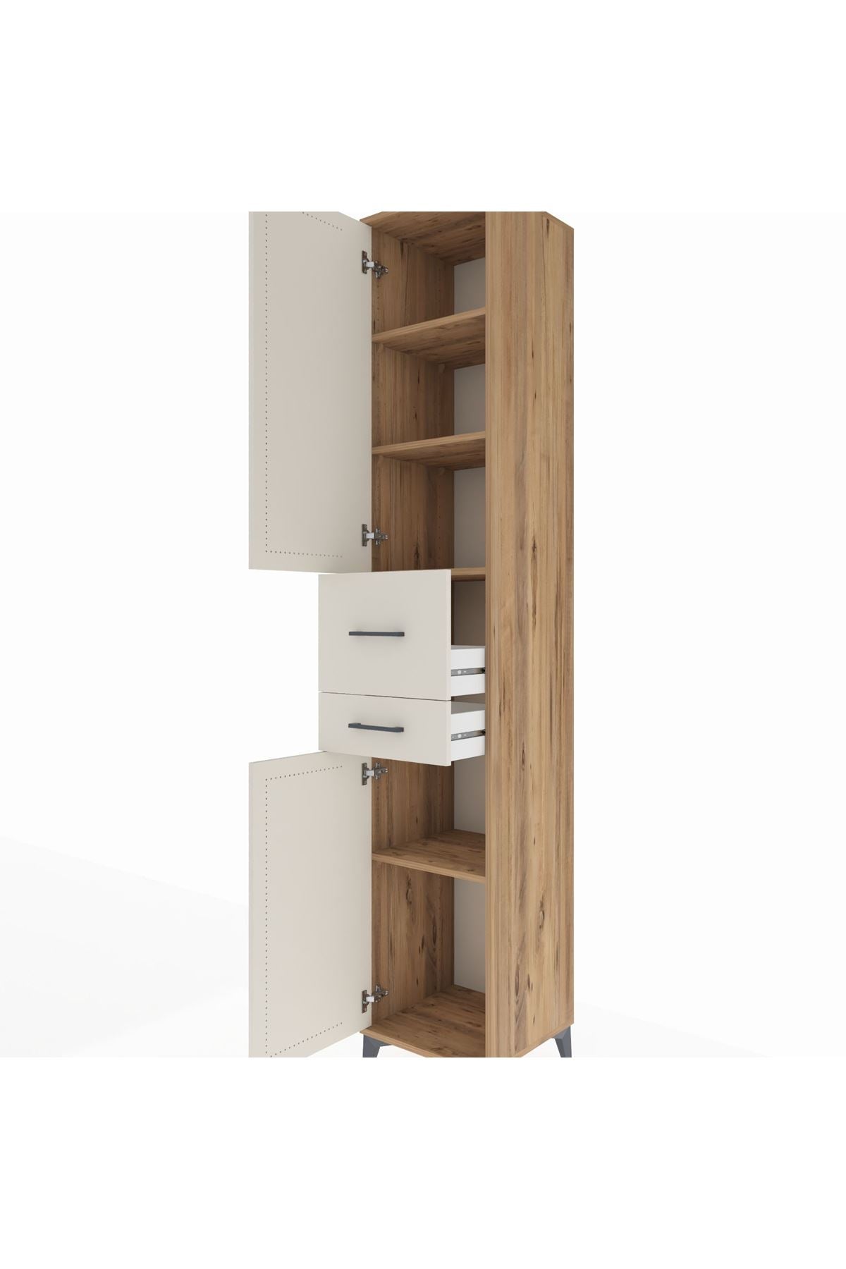 Hyperion Dolap 4 Raflı 2 Çekmeceli 2 Kapaklı 44x44x243 Çam-Aytaşı