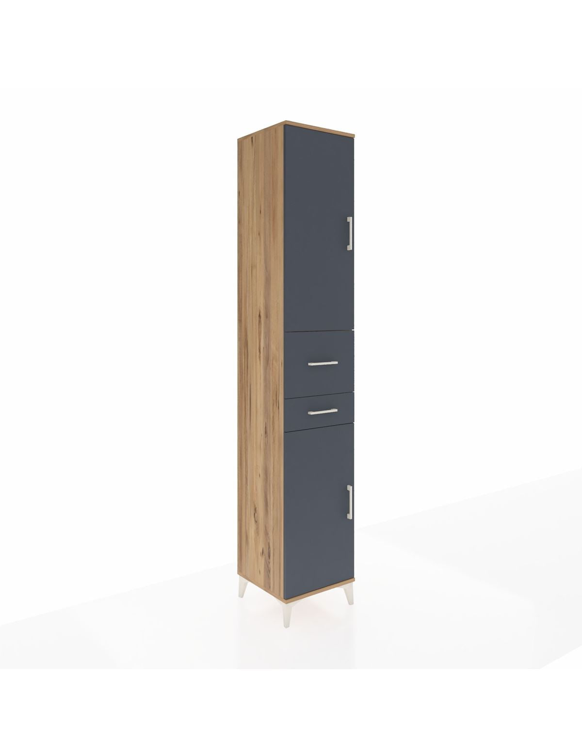 Hyperion Dolap 4 Raflı 2 Çekmeceli 2 Kapaklı 44x44x243 Çam-Antrasit
