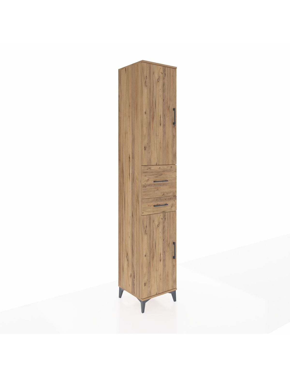Hyperion Dolap 4 Raflı 2 Çekmeceli 2 Kapaklı 44x44x243 Çam-Çam