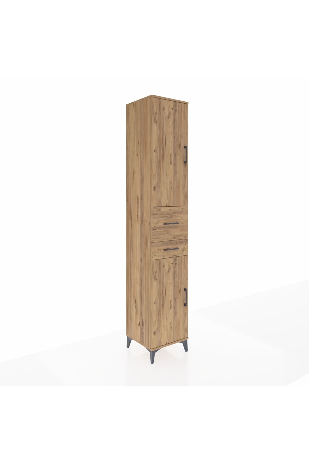 Hyperion Dolap 4 Raflı 2 Çekmeceli 2 Kapaklı 44x44x243 Çam-Çam