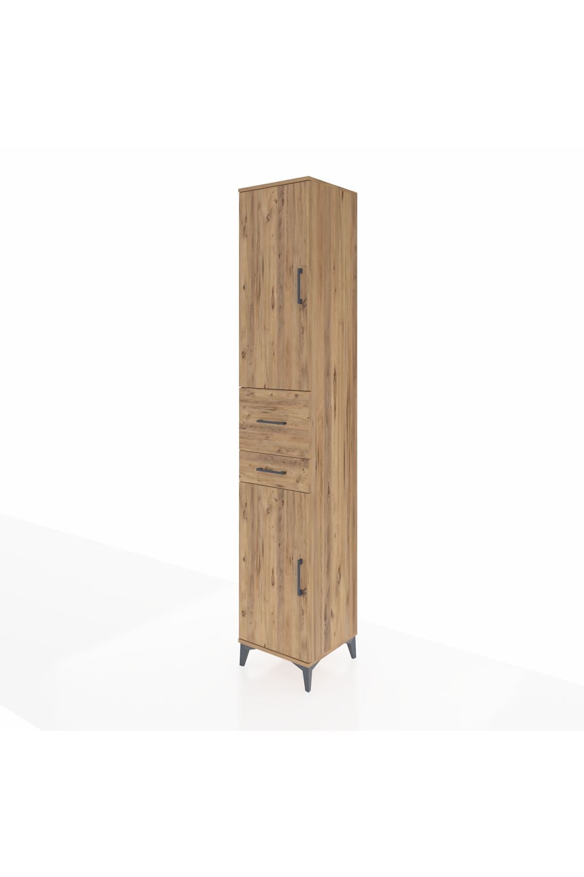 Hyperion Dolap 4 Raflı 2 Çekmeceli 2 Kapaklı 44x44x243 Çam-Çam