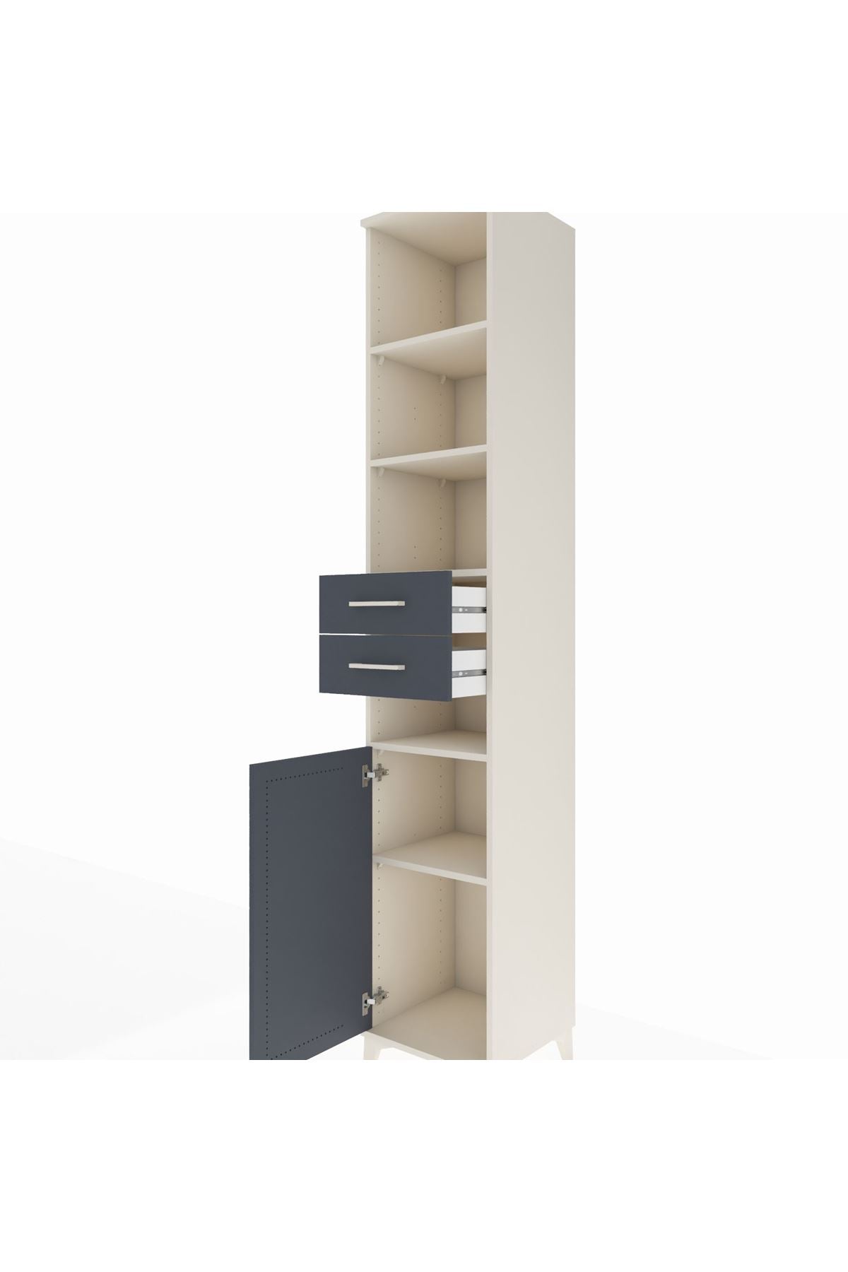 Hyperion Dolap 5 Raflı 2 Çekmeceli Tek Kapaklı 44x44x243 Aytaşı-Antrasit