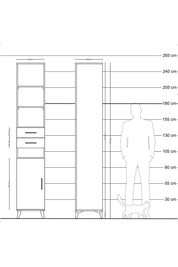 Hyperion Dolap 5 Raflı 2 Çekmeceli Tek Kapaklı 44x44x243 Aytaşı-Çam