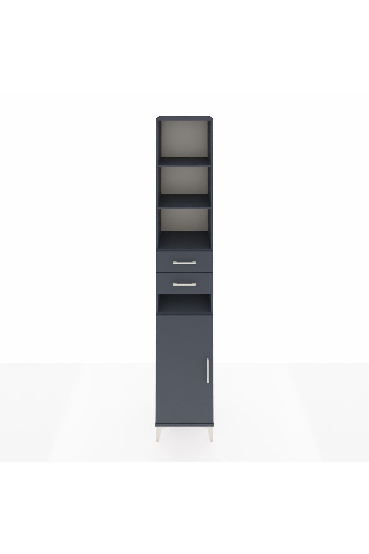 Hyperion Dolap 5 Raflı 2 Çekmeceli Tek Kapaklı 44x44x243 Antrasit-Antrasit