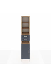 Hyperion Dolap 5 Raflı 2 Çekmeceli Tek Kapaklı 44x44x243 Çam-Antrasit