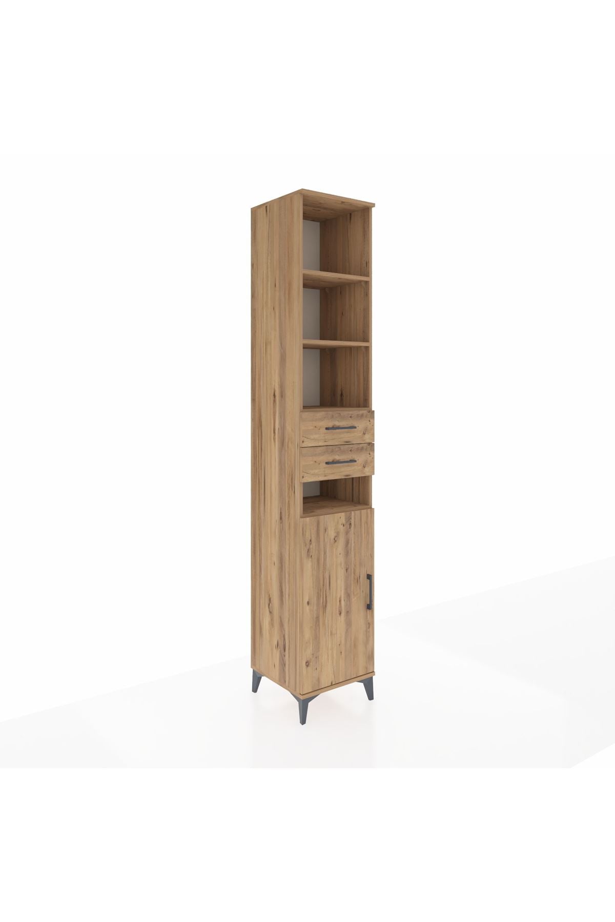 Hyperion Dolap 5 Raflı 2 Çekmeceli Tek Kapaklı 44x44x243 Çam-Çam