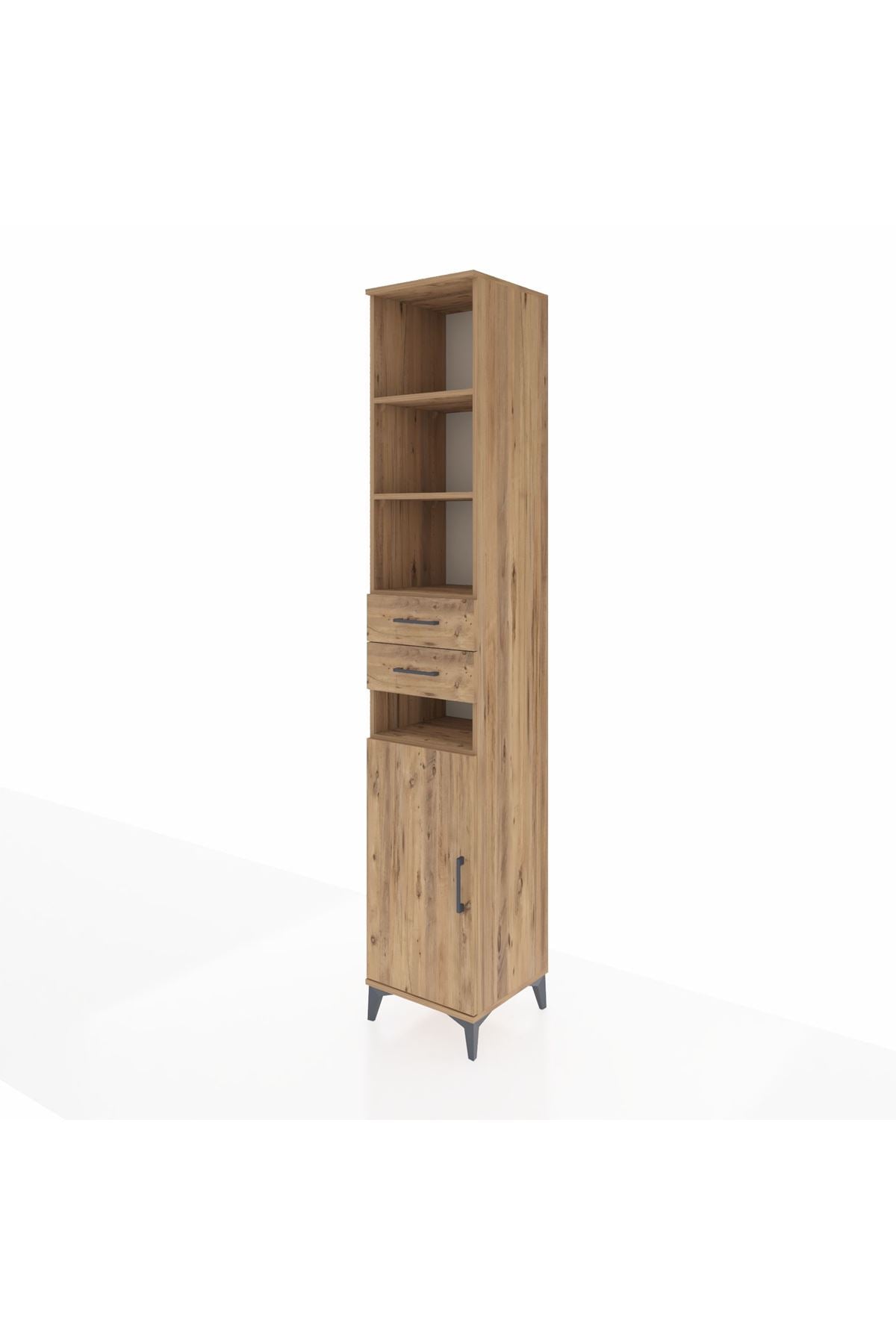 Hyperion Dolap 5 Raflı 2 Çekmeceli Tek Kapaklı 44x44x243 Çam-Çam