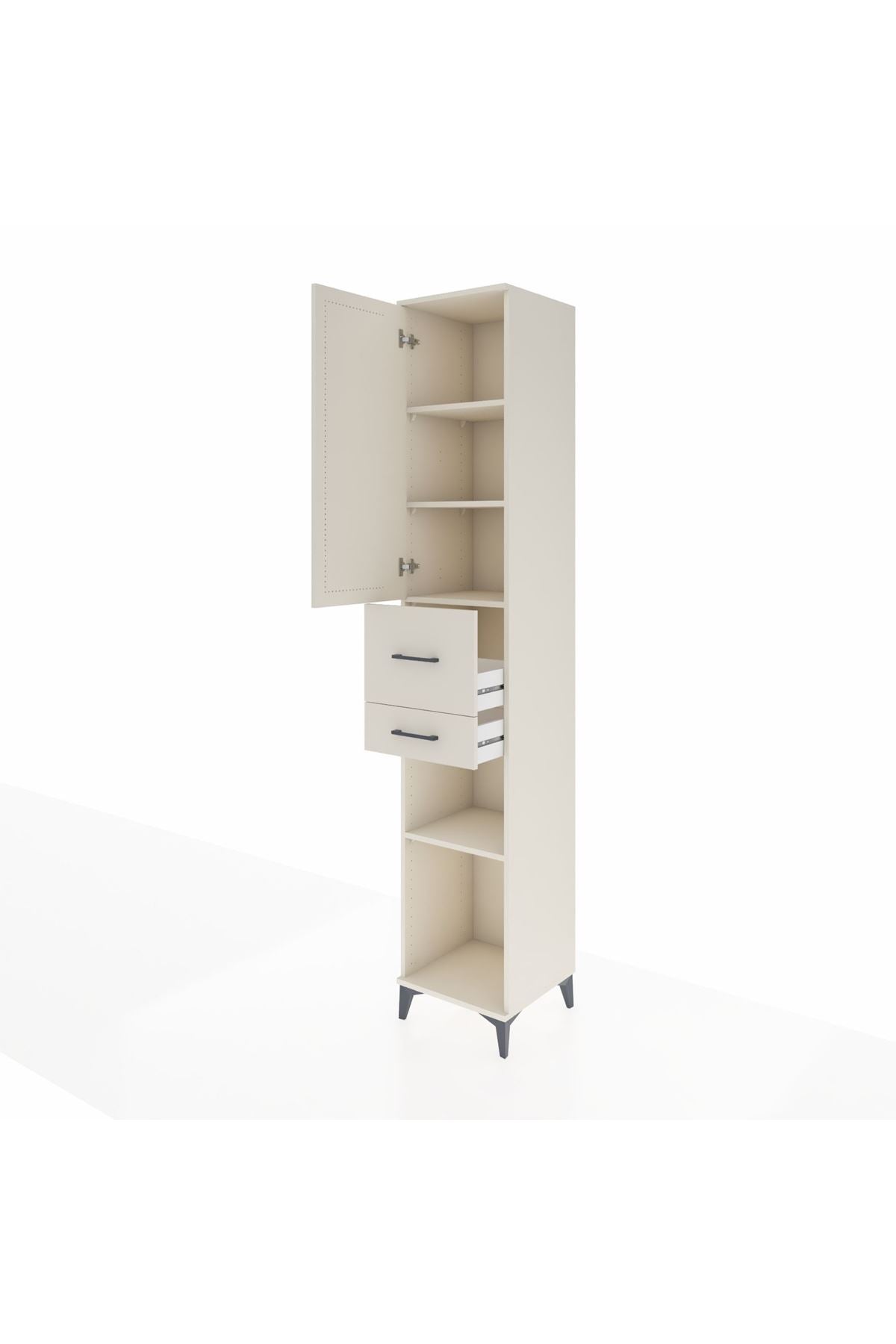 Hyperion Dolap 4 Raflı 2 Çekmeceli Tek Kapaklı 44x44x243 Aytaşı-Aytaşı