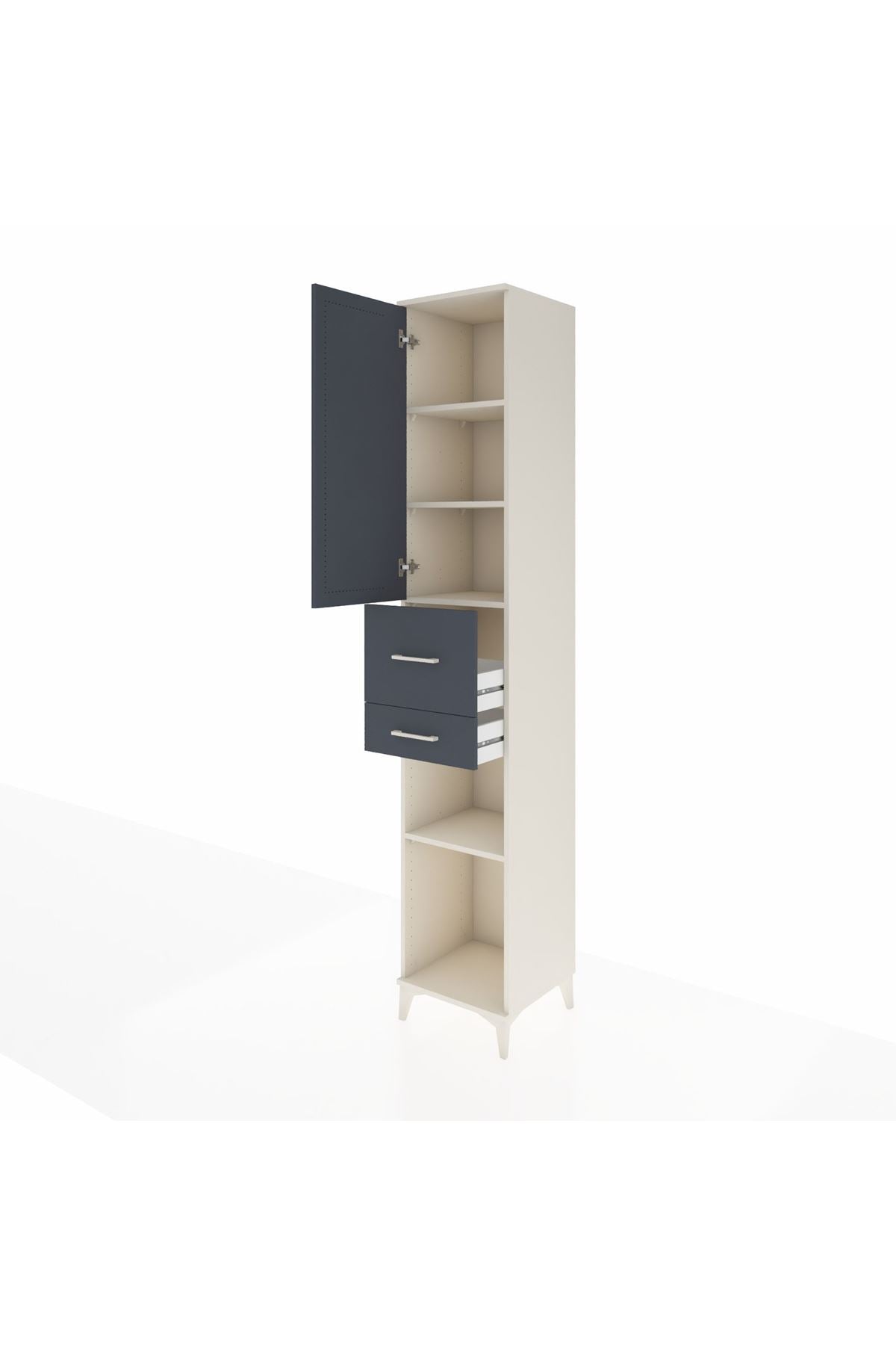 Hyperion Dolap 4 Raflı 2 Çekmeceli Tek Kapaklı 44x44x243 Aytaşı-Antrasit