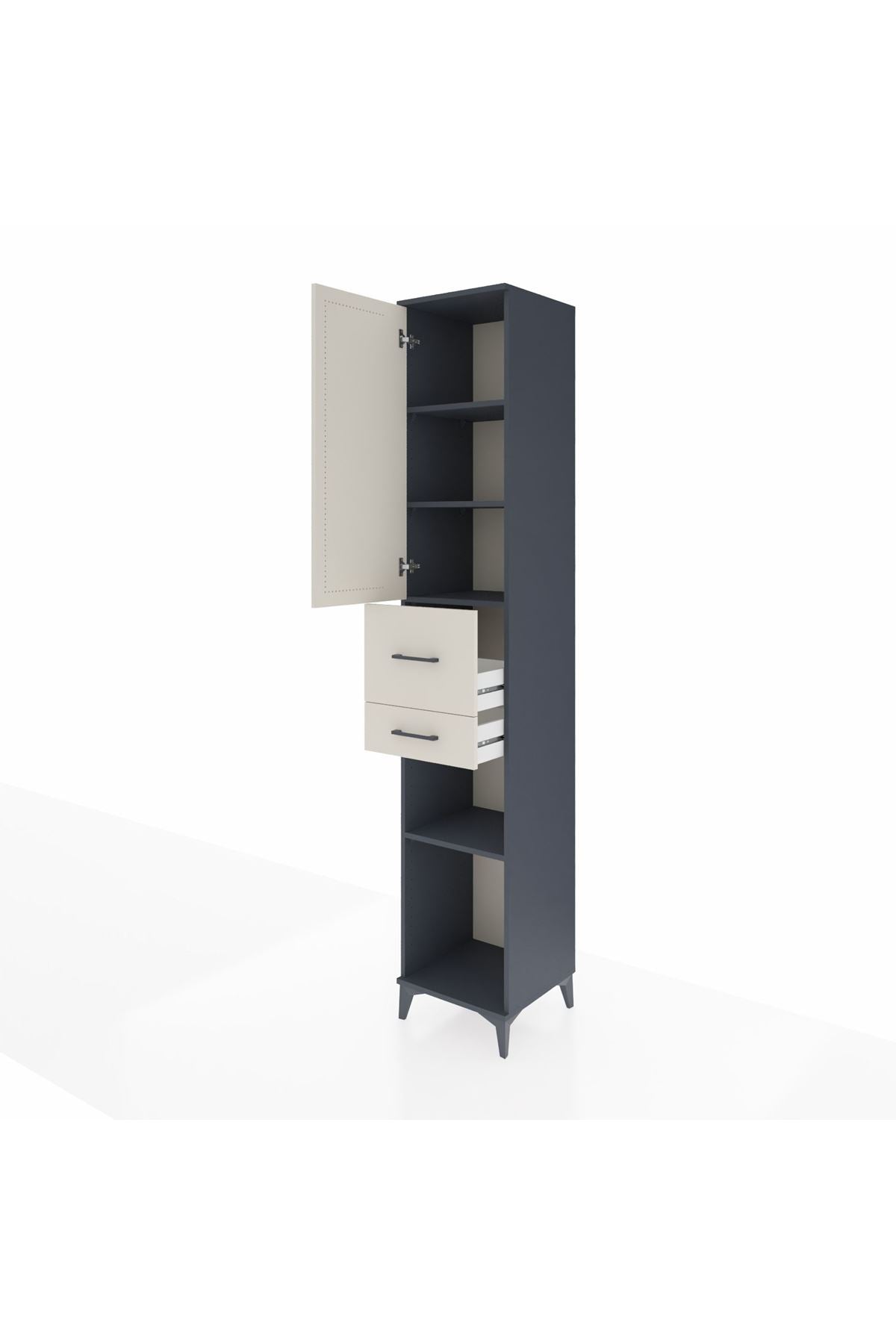 Hyperion Dolap 4 Raflı 2 Çekmeceli Tek Kapaklı 44x44x243 Antrasit-Aytaşı