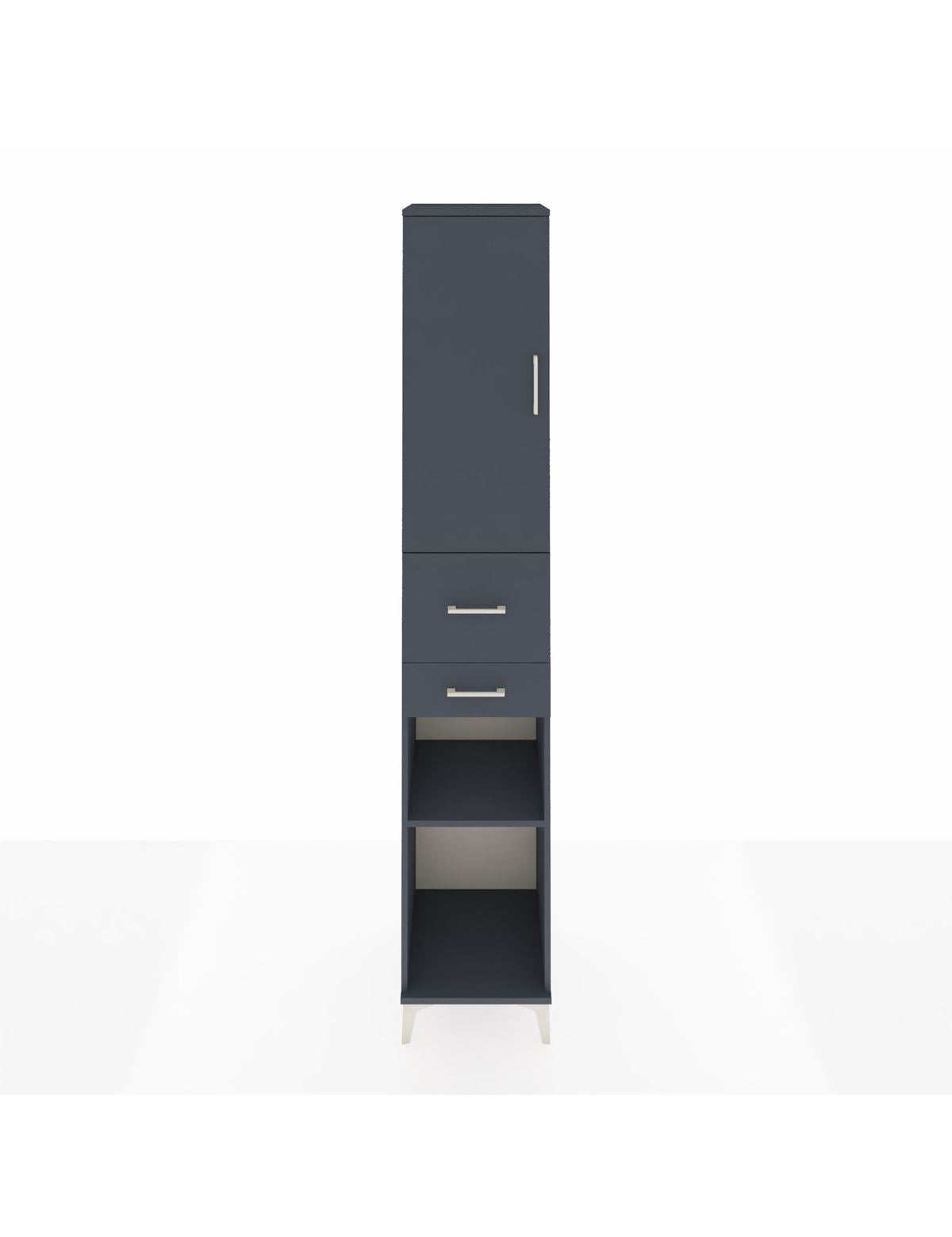 Hyperion Dolap 4 Raflı 2 Çekmeceli Tek Kapaklı 44x44x243 Antrasit-Antrasit