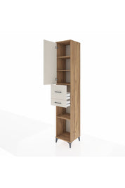 Hyperion Dolap 4 Raflı 2 Çekmeceli Tek Kapaklı 44x44x243 Çam-Aytaşı