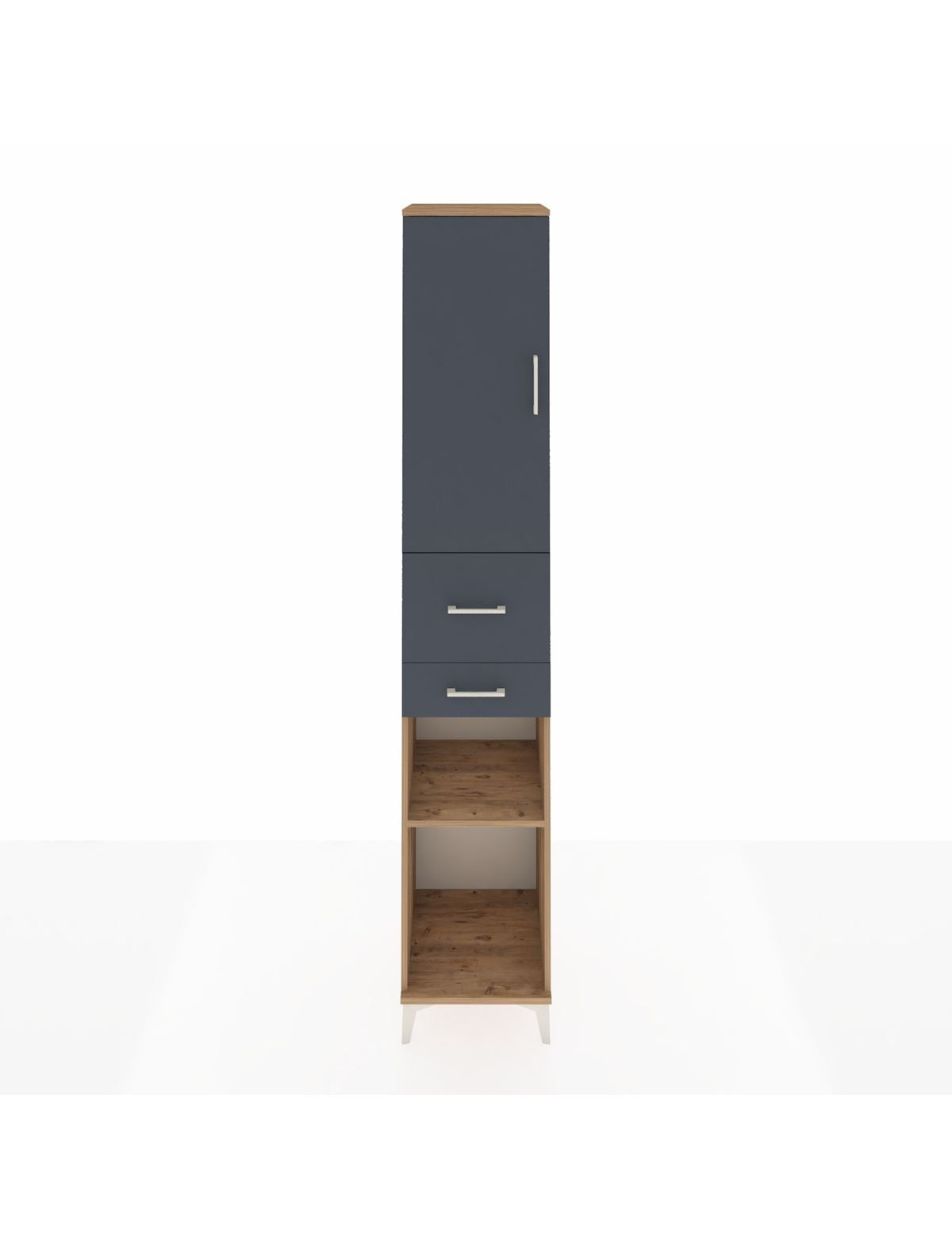 Hyperion Dolap 4 Raflı 2 Çekmeceli Tek Kapaklı 44x44x243 Çam-Antrasit