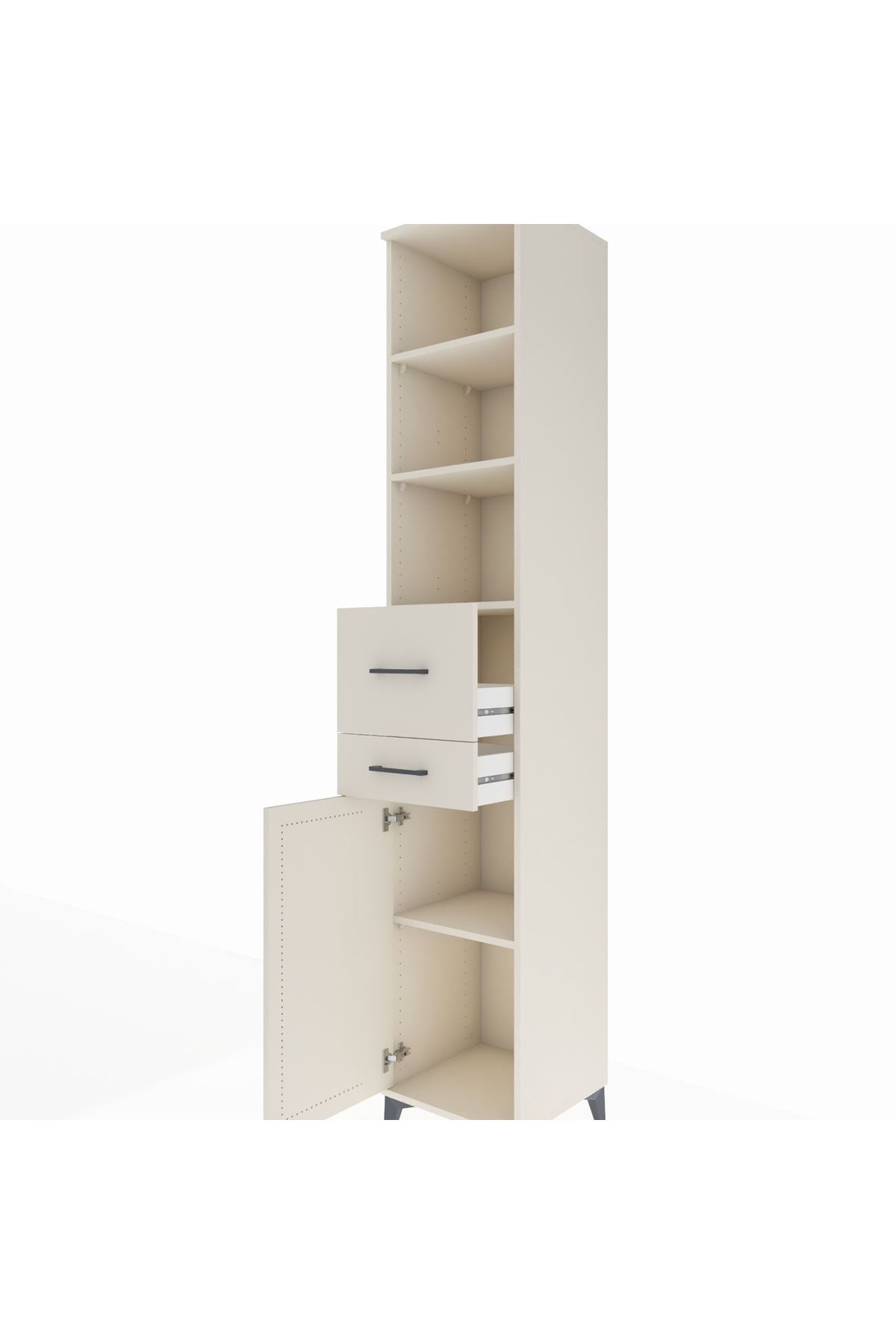 Hyperion Dolap 4 Raflı 2 Çekmeceli Tek Kapaklı 44x44x243 Aytaşı-Aytaşı