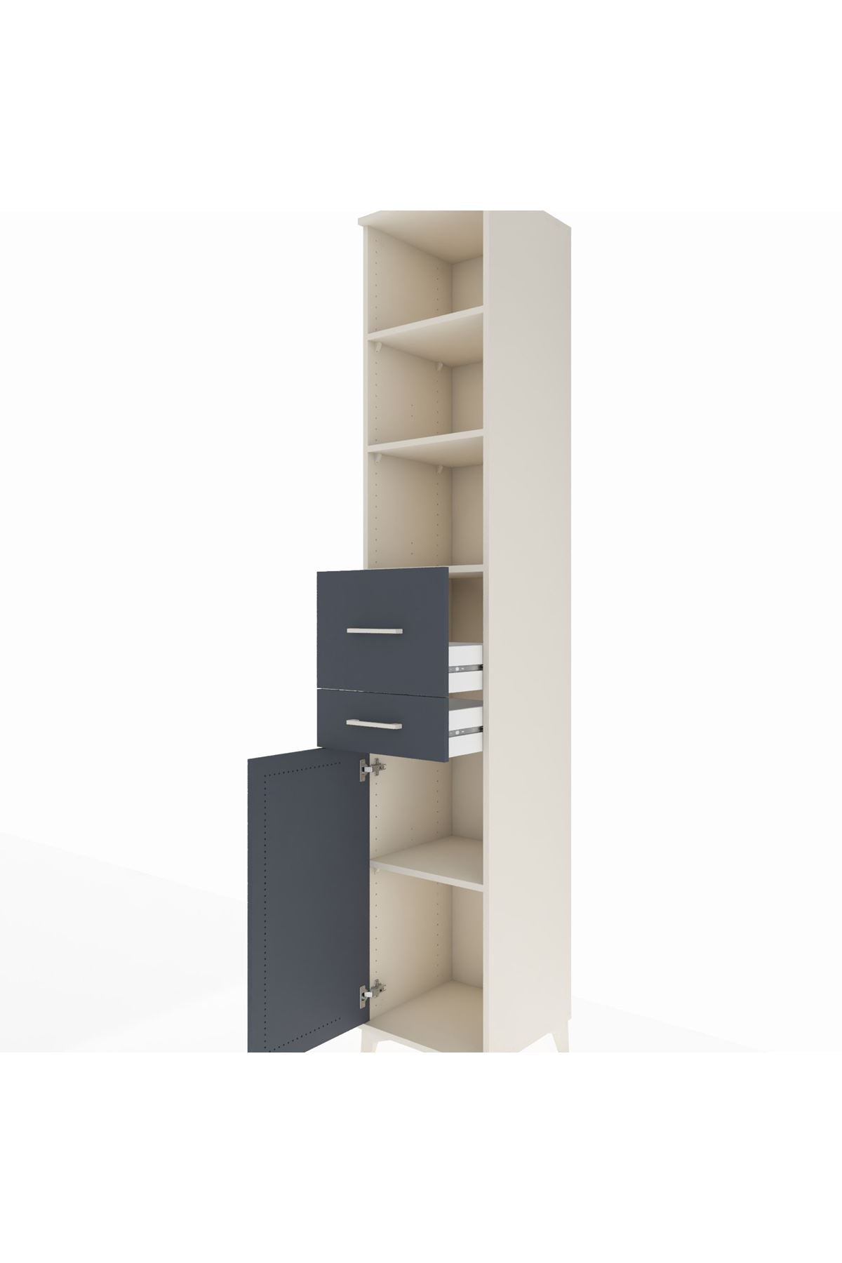 Hyperion Dolap 4 Raflı 2 Çekmeceli Tek Kapaklı 44x44x243 Aytaşı-Antrasit