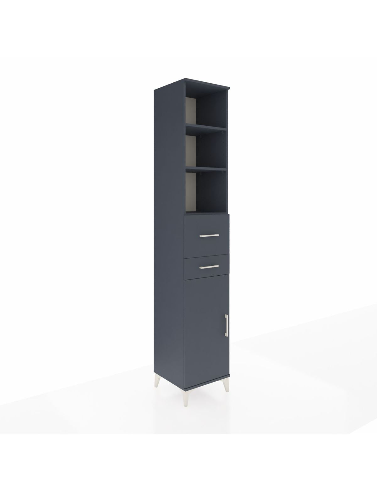 Hyperion Dolap 4 Raflı 2 Çekmeceli Tek Kapaklı 44x44x243 Antrasit-Antrasit
