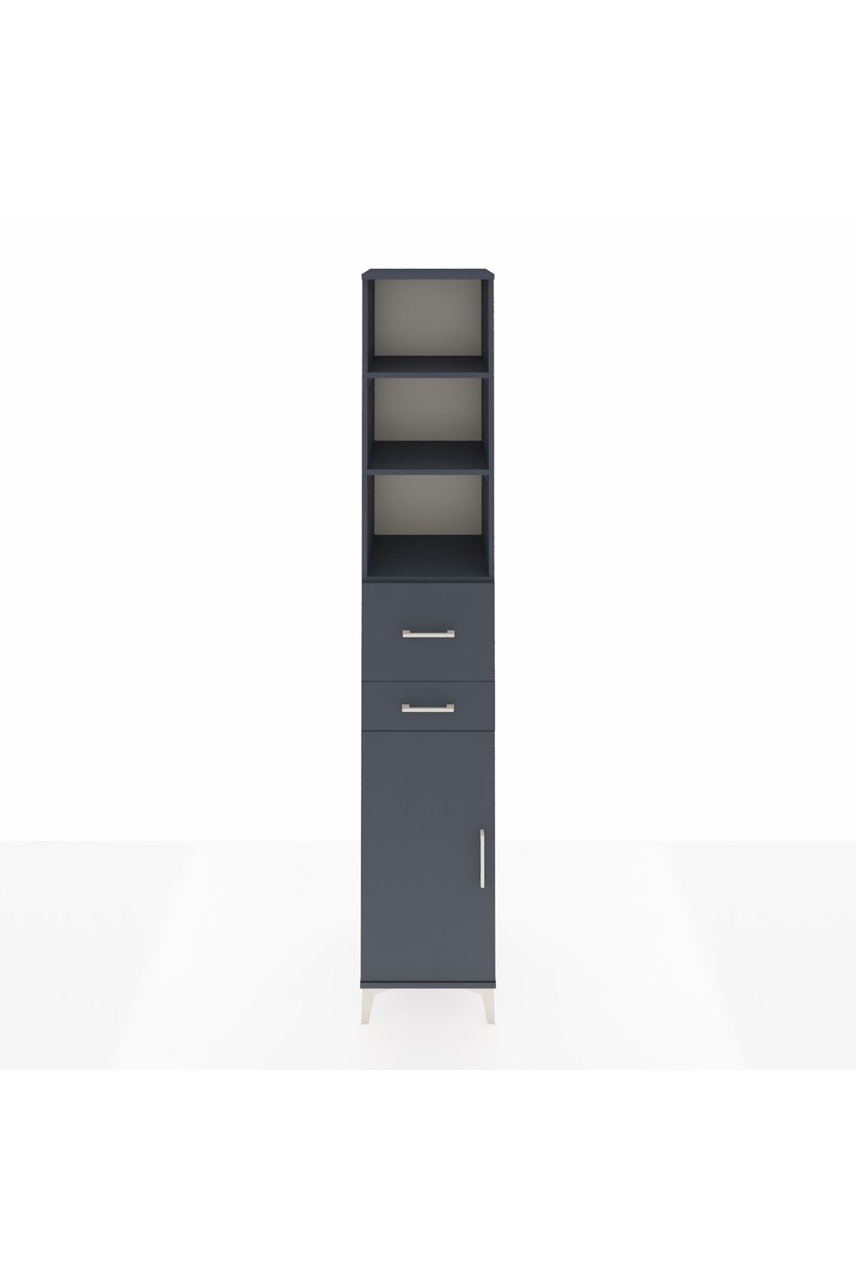 Hyperion Dolap 4 Raflı 2 Çekmeceli Tek Kapaklı 44x44x243 Antrasit-Antrasit