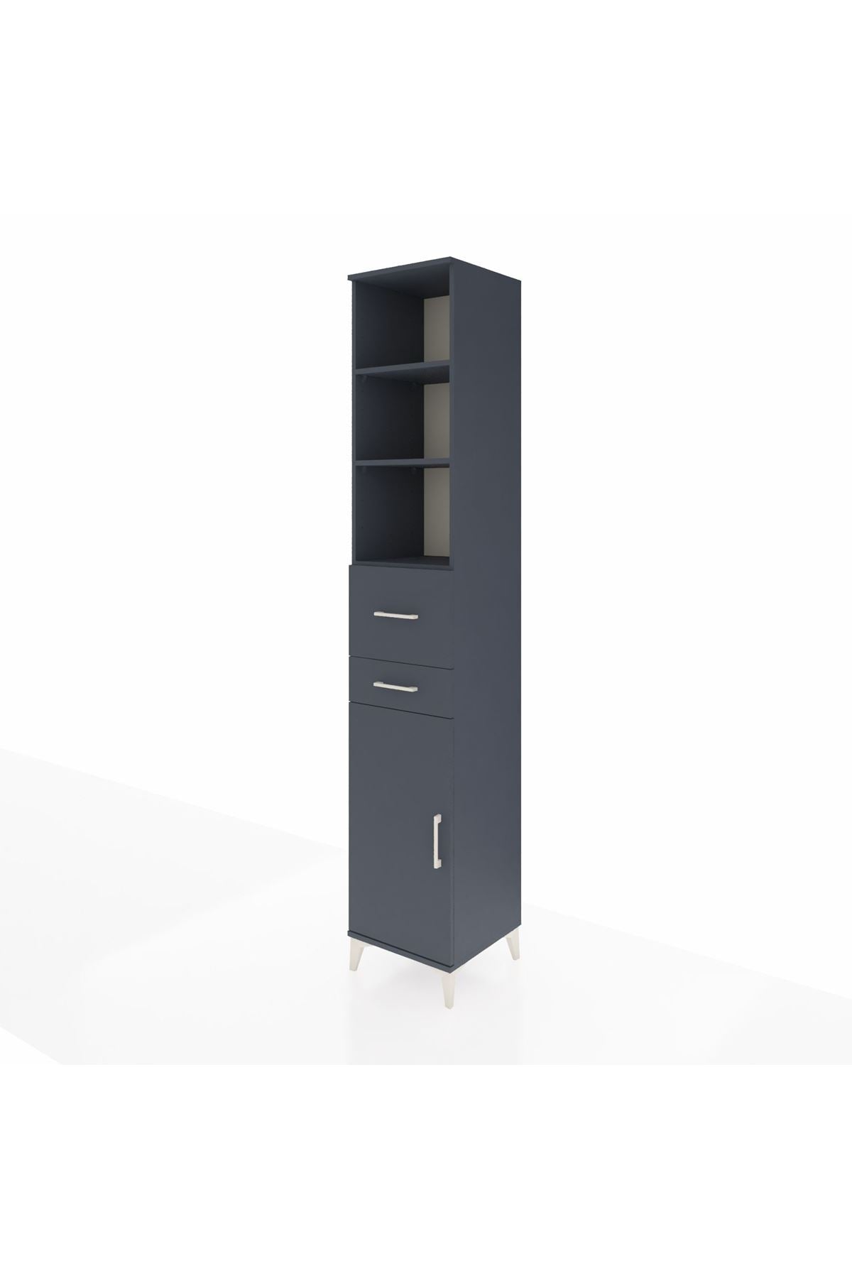 Hyperion Dolap 4 Raflı 2 Çekmeceli Tek Kapaklı 44x44x243 Antrasit-Antrasit