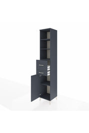 Hyperion Dolap 4 Raflı 2 Çekmeceli Tek Kapaklı 44x44x243 Antrasit-Antrasit