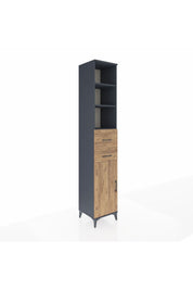 Hyperion Dolap 4 Raflı 2 Çekmeceli Tek Kapaklı 44x44x243 Antrasit-Çam