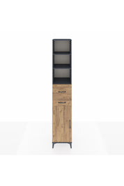 Hyperion Dolap 4 Raflı 2 Çekmeceli Tek Kapaklı 44x44x243 Antrasit-Çam