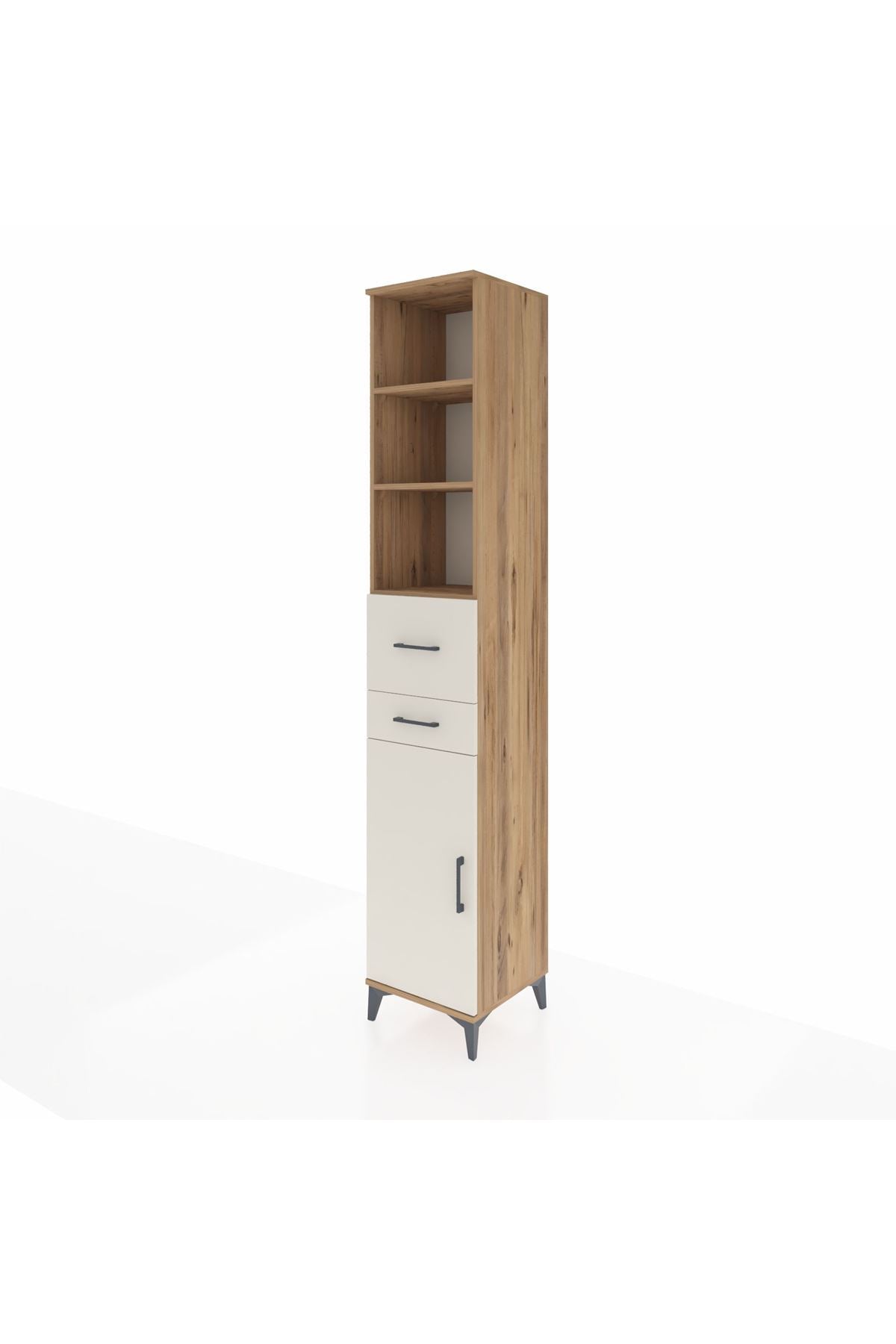 Hyperion Dolap 4 Raflı 2 Çekmeceli Tek Kapaklı 44x44x243 Çam-Aytaşı