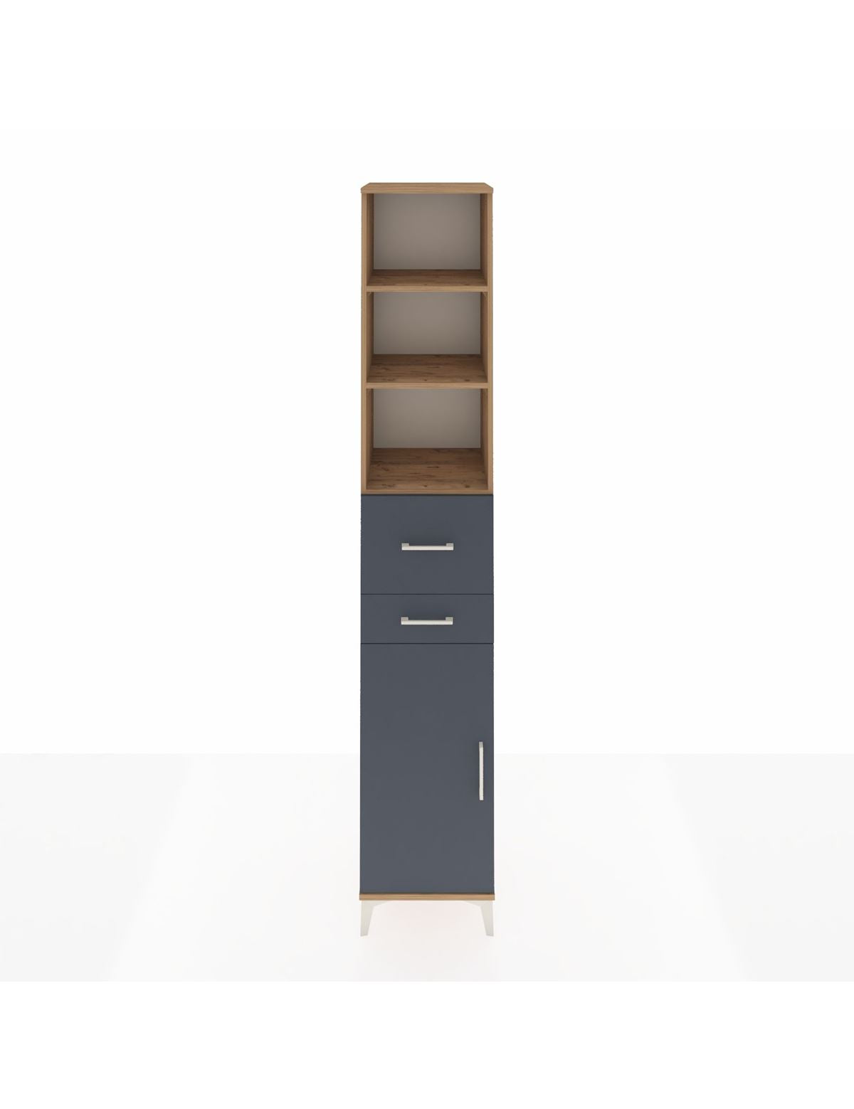 Hyperion Dolap 4 Raflı 2 Çekmeceli Tek Kapaklı 44x44x243 Çam-Antrasit