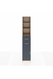 Hyperion Dolap 4 Raflı 2 Çekmeceli Tek Kapaklı 44x44x243 Çam-Antrasit