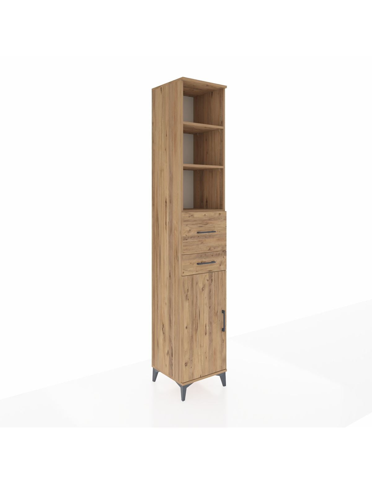 Hyperion Dolap 4 Raflı 2 Çekmeceli Tek Kapaklı 44x44x243 Çam-Çam