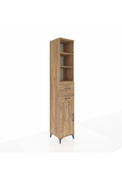 Hyperion Dolap 4 Raflı 2 Çekmeceli Tek Kapaklı 44x44x243 Çam-Çam