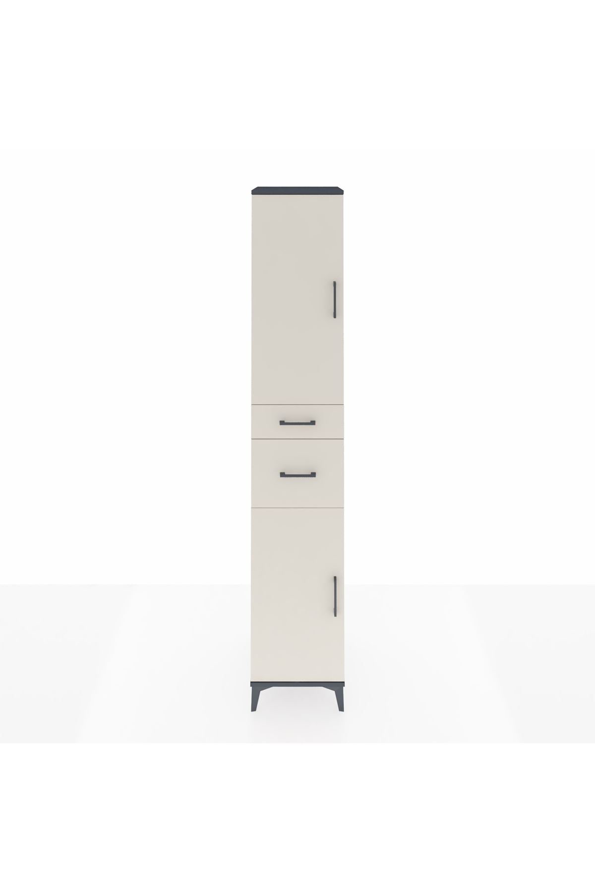 Hyperion Dolap 4 Raflı 2 Çekmeceli 2 Kapaklı 44x44x243 Antrasit-Aytaşı