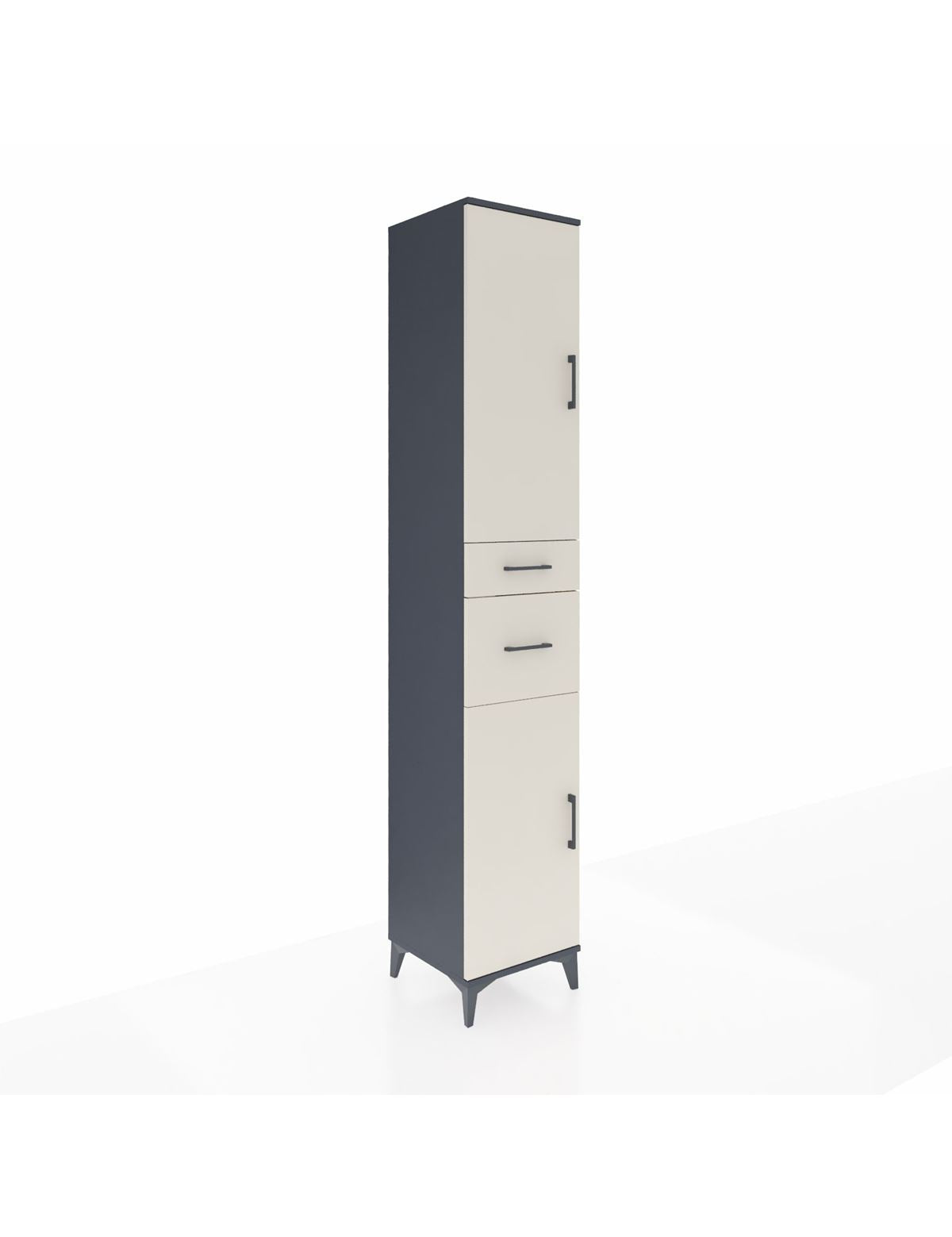 Hyperion Dolap 4 Raflı 2 Çekmeceli 2 Kapaklı 44x44x243 Antrasit-Aytaşı