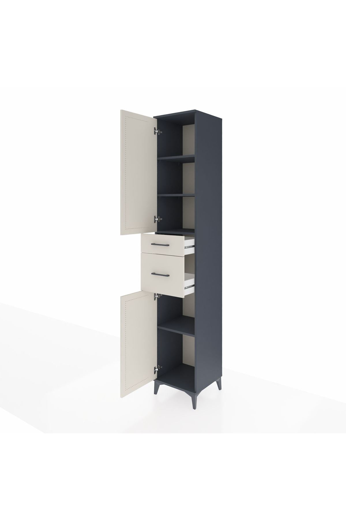 Hyperion Dolap 4 Raflı 2 Çekmeceli 2 Kapaklı 44x44x243 Antrasit-Aytaşı