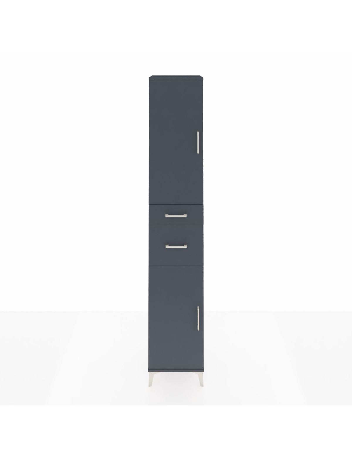 Hyperion Dolap 4 Raflı 2 Çekmeceli 2 Kapaklı 44x44x243 Antrasit-Antrasit