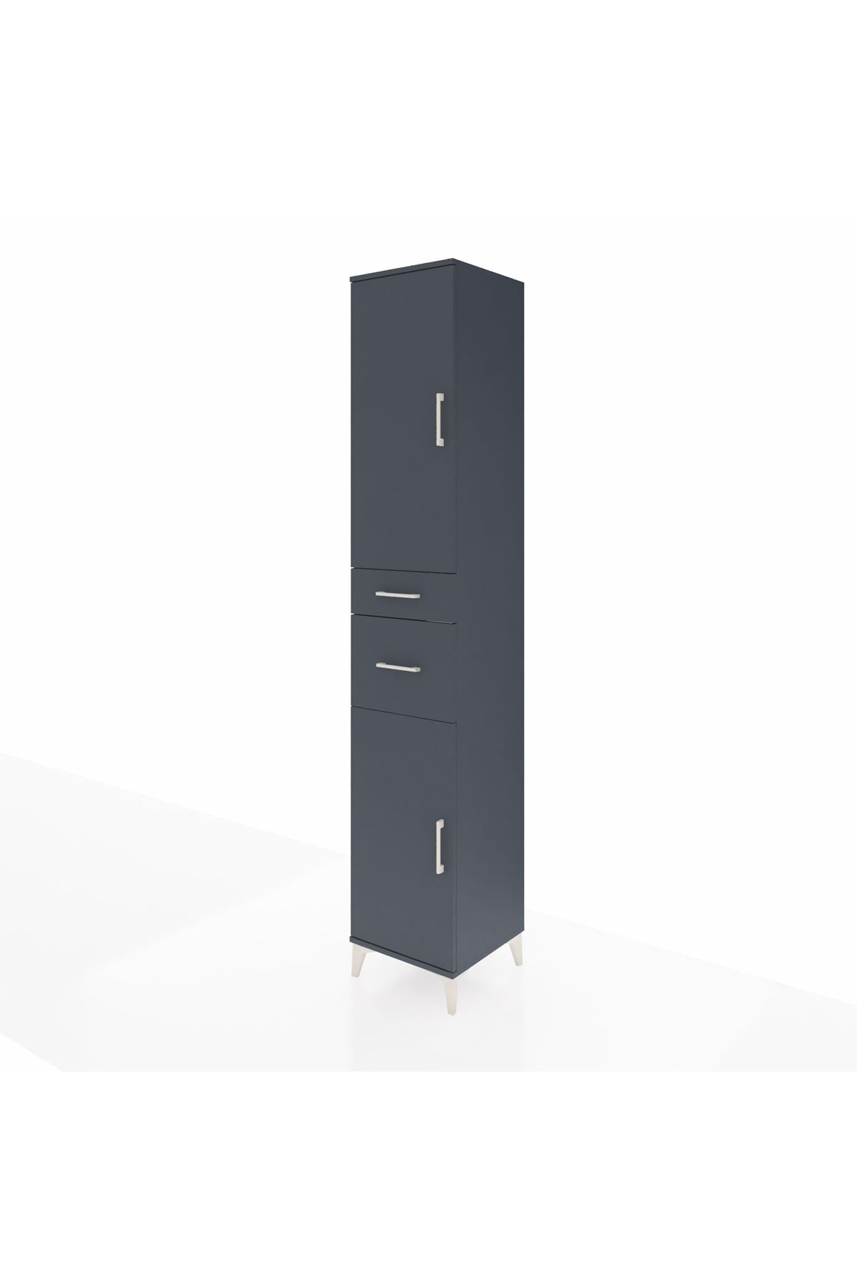 Hyperion Dolap 4 Raflı 2 Çekmeceli 2 Kapaklı 44x44x243 Antrasit-Antrasit